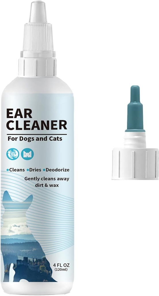 Oczyszczarka do uszu psów i kotów - Delikatne Otyczne Rozwiązanie dla psów i kotów - Pet Eaar Wash for Wax, Defiance & Odor - Itch Relief, Non-Iritating Formula - 4 oz