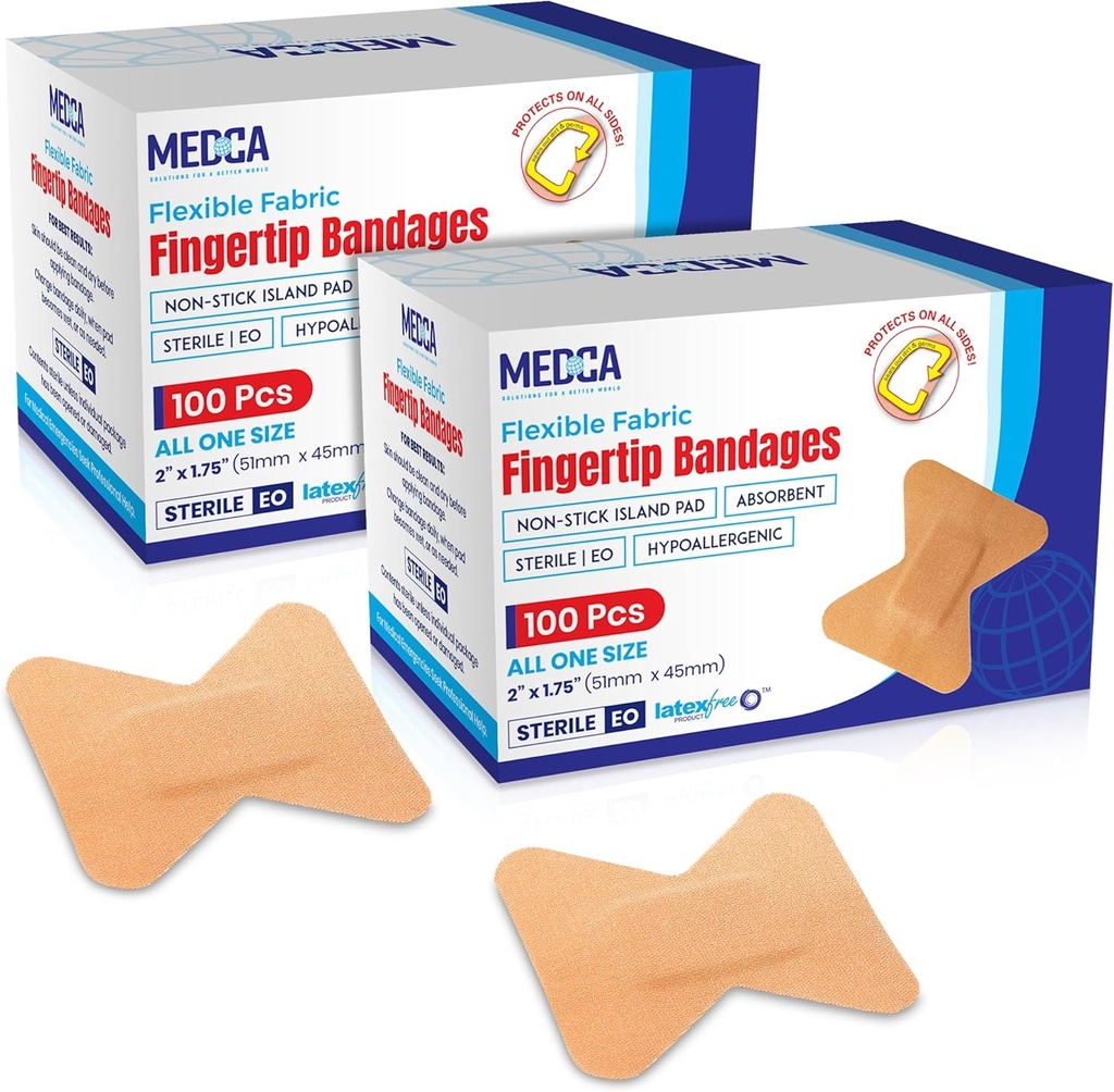 Flex Bandaże adhezyjne Fabric - Bandaże na paluszki do pielęgnacji palców i do ochrony ran przed zakażeniem - (200 Count)