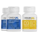OmegaXL Joint Supplement Supplement - Natural Muscle / Immune Supplement, 60 Softgels (2 Pack) & VitaminXL D3 High Potency Daily Witamina D 5000 IU 125µg Supplement (30 Softgels)