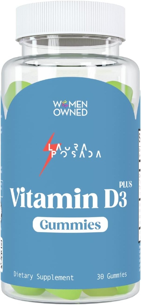 Laura Posada Witamina D3 Plus Gummies 30 Hrabia D3, A, K dla Wchłanianie wapnia, Menopauza Immune Support, Bone & Heart Health, Optymalizacja hormonu - Non-GMO Gluten Free 100% Natural Made in USA