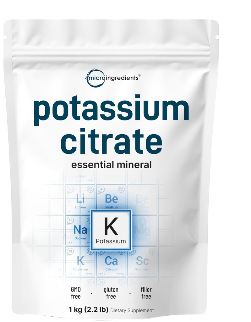 Pochodzenie USA Potasu Cytrynian proszek, 1 KG (35 unce) 124; Esencjalna Hydration Electrolyte Supplement Equipment 124; Wsparcie równowagi mineralnej, Serce, Wspólne, i immunologicznego zdrowia 124; Vegan Friendly