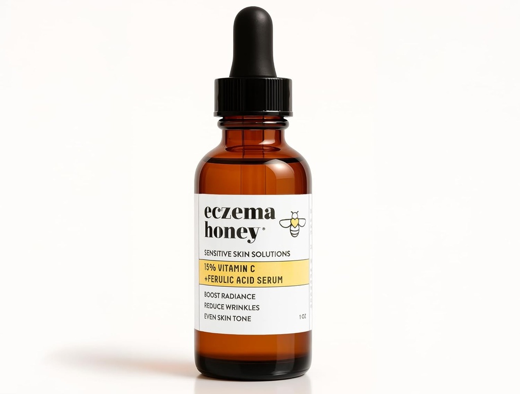 ECZEMA HONEY 15% Vitamin C + Ferulic Acid Serum - Anti Aging Skin Care Products - Face Oil for Eczema, Dry & Sensitive Skin (1 Oz)
