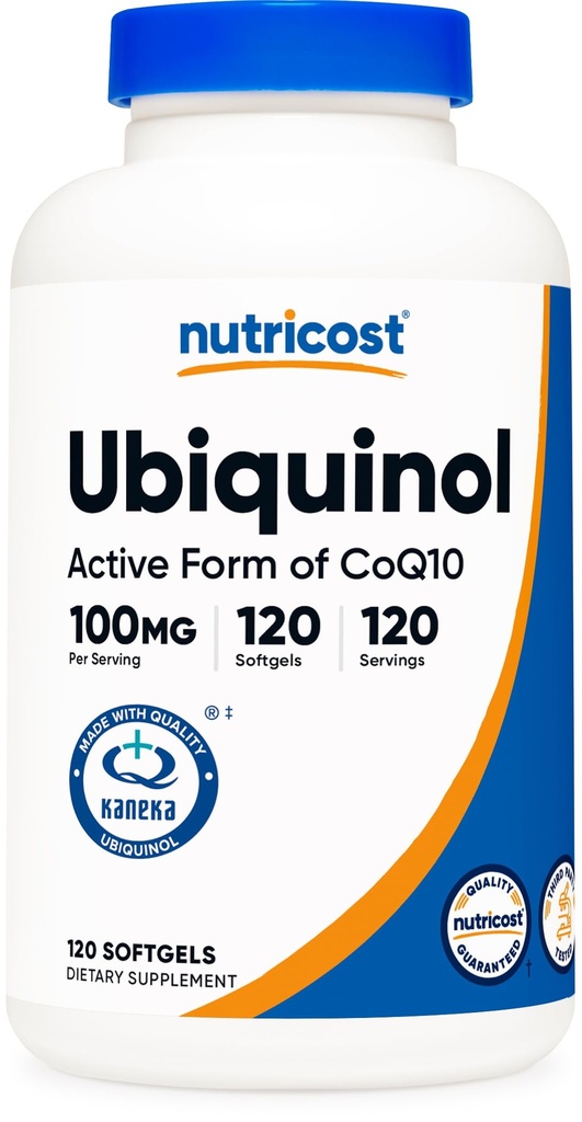 Nutricost Ubiquinol Softgels (120 Softgeli 124; 100 mg Per Serving) - Superior Absorption Antioksydant 124; Active Form of CoQ10 - Gluten Free, Non-GMO