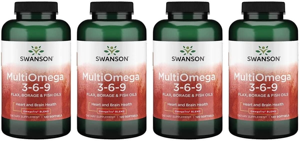 Swanson Multiomega 3- 6- 9 (Flax Borage Fish) 2400 Miligramy 120 Sgels (4 opakowania)