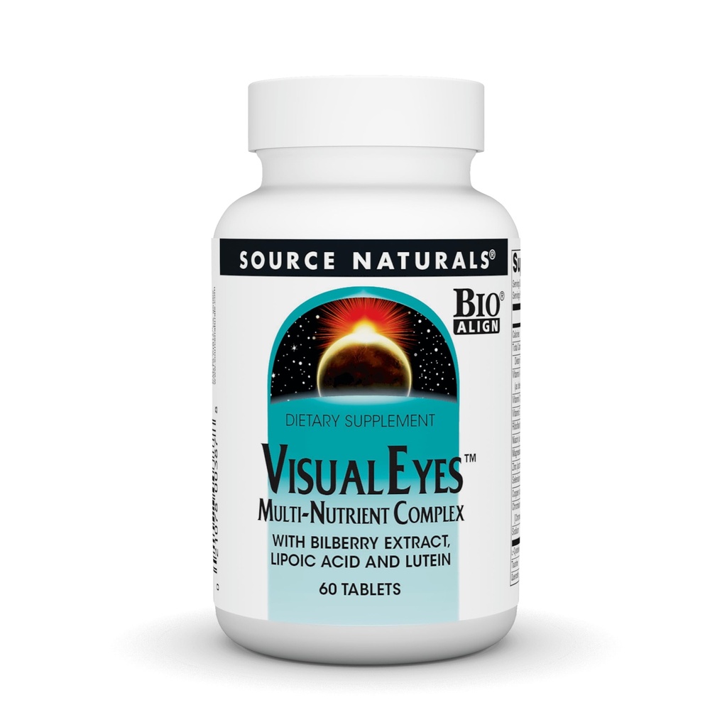 Źródło Naturals Visual Eyes Dietary Supplement - Multi- Nutricent Complex with Bilberry Extract, Lipoic Acid and Lutein - 60 Tablets