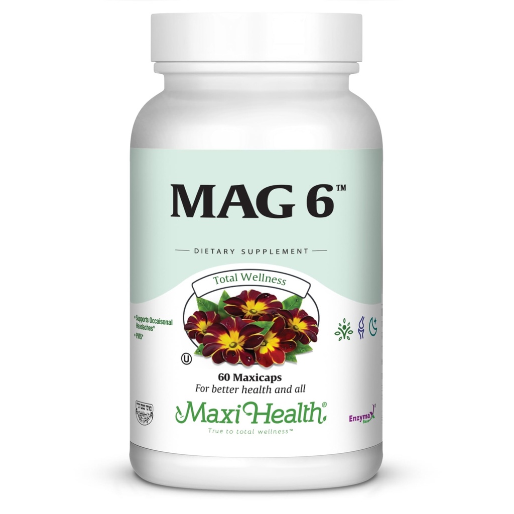 Magnez B6 Mag 6 Magnezu glicynian z witaminą B6 Promowanie zdrowej mineralizacji kości, Wsparcie Nerve & funkcje mięśniowe, Metabolizm energii - Nie-GMO, Wegan, Gluten Free, Kosher 60 Kapsułki