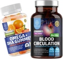 Numer jeden Numeracja N1N Premium Suplement krążeniowy krwi z [8 Potężne zioła i witaminy] i Omega 3 6 9 + Gummeje DHA, 2 Pack Bundle