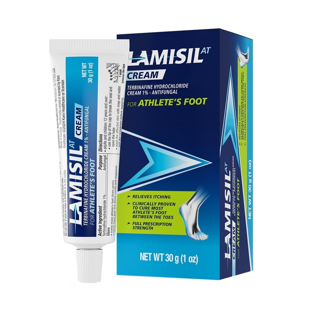 Lamisil 1 Tydzień Athlete 's Foot Treatment, krem przeciwgrzybiczy z wodorochlorkiem terbinafiny 1%, szybko objawowa ulga i zapobiega nawrotowi, 1 oz (30 g)