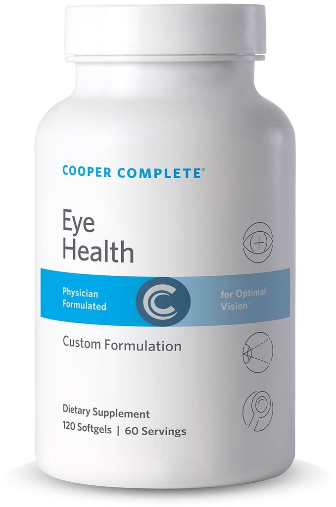 Cooper Complete - Eye Health Supplement - Luteina, Meso Zeaksantyna i Zeaksantyna, Witamina C & E - 120 Softgels per Bottle. Opakowanie zawierające 2
