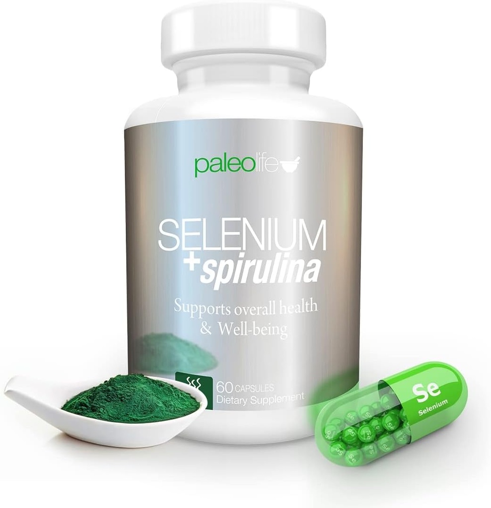 Wzmacnianie koncentracji, pamięci i energii z Premium Selenium + Spirulina - Premium suplement przeciwutleniacz dla funkcji mózgu - 60 Day Supply (60 Kapsułek) - (1- Pack)