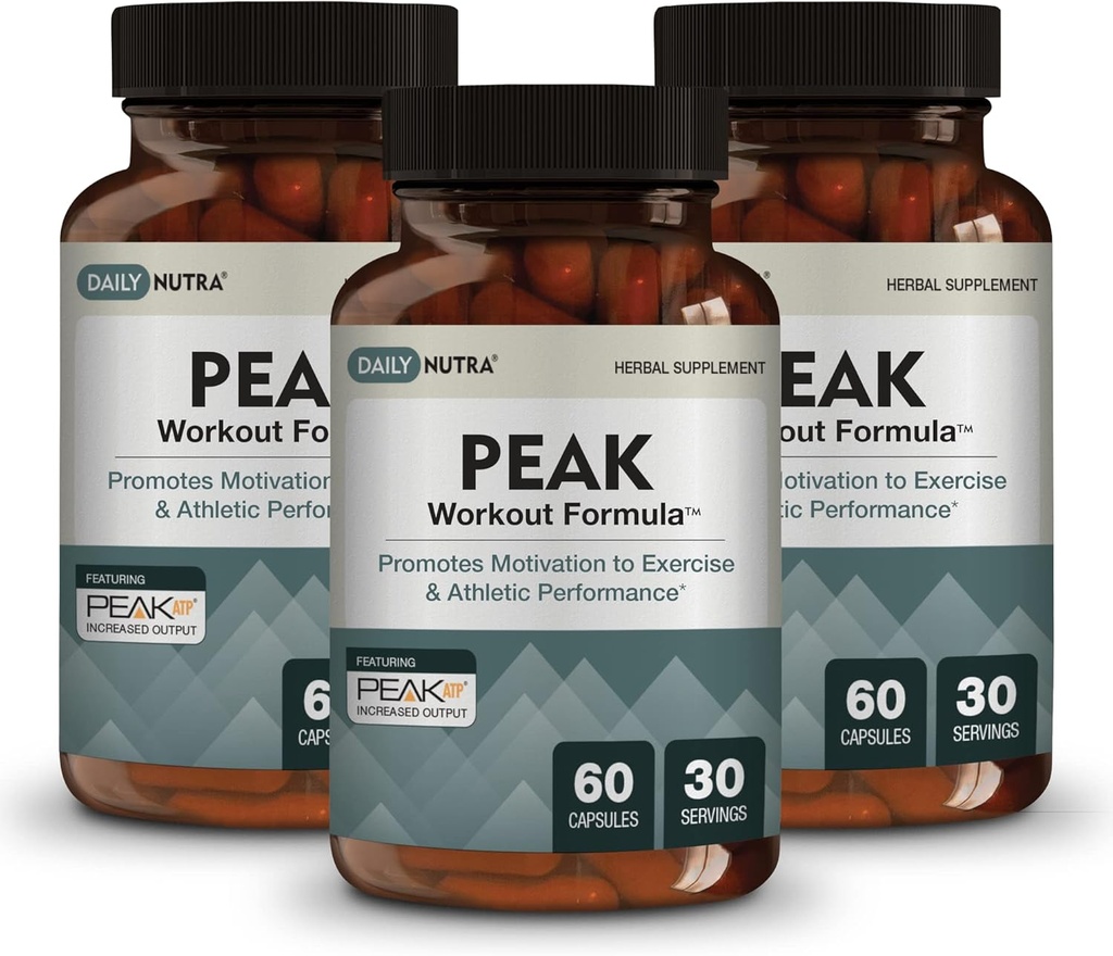 Formuła Peak Workout - Refuel Motivation and Exercise Output 124; Pre- Workout and Recovery Supplement Featuring ATP, Boswellia, Ashwagandha, Green Tea Extract & Piperine (60 kapsułki)