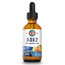 KAL D3 K2 DropIns 125 mcg / 500 mcg płynna witamina D3 K2 krople, zdrowie kości, zdrowie serca i suplement wsparcia immunologicznego, Natural Citrus Flavor, 60- Day Money Back Guarantee, około 59 Serv, 2 FL OZ