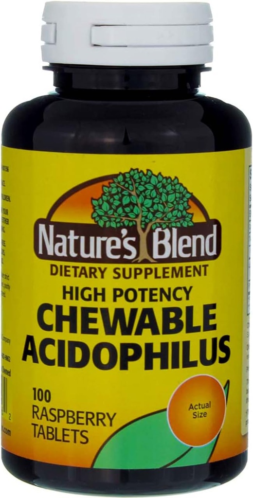 Mieszanka Acidophilus Chewable Malina Flavor - 100 tabletek, Opakowanie po 3
