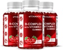 Witamina Witamina B Kompleks Gummie z Witaminą C & Inozytol - Naturalny aromat truskawkowy - 60 Gummies (3 butelki)