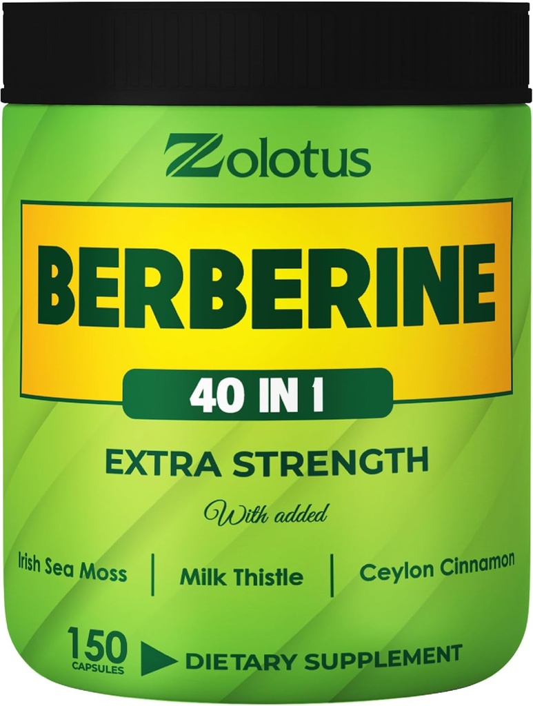Zolotus Berberine Supplement 40 in 1, z mech morskich, cynamon, Thistle mleka, jabłko cydr Ocet, Quercetin do trawienia, System immunologiczny i zdrowie serca