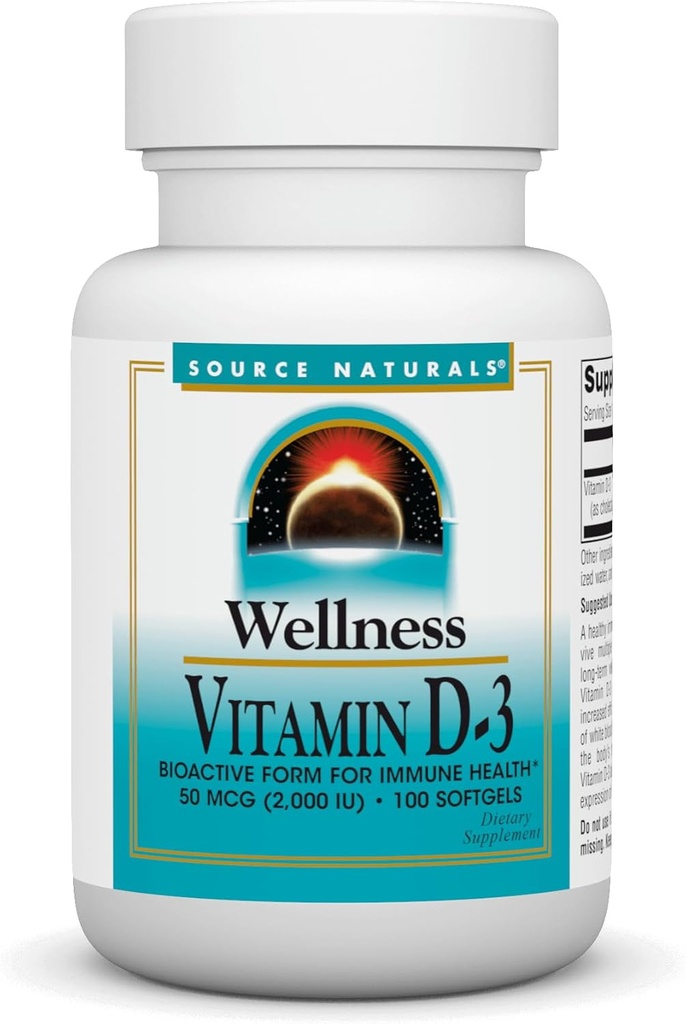 Źródło Naturals Wellness Witamina D-3, Bioaktywna postać dla zdrowia immunologicznego