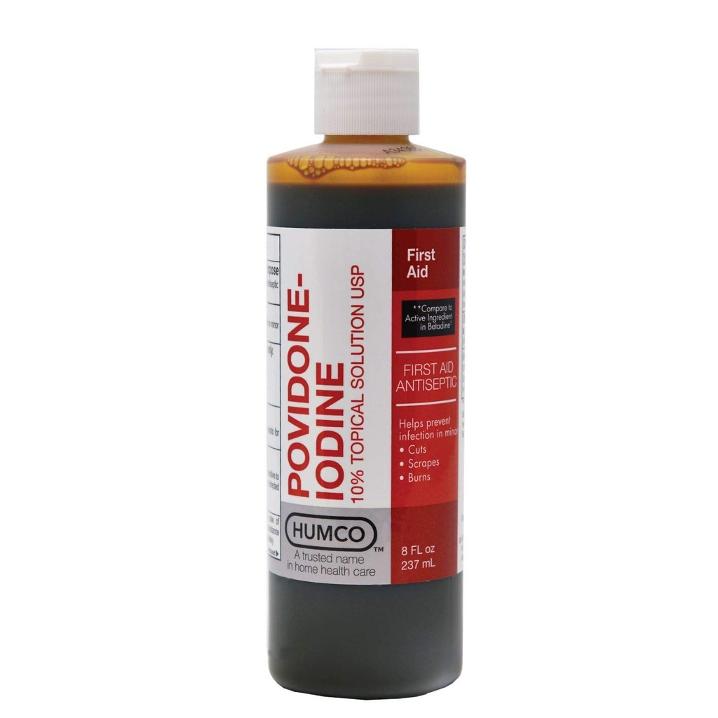 Humco 232516001 Powidon jodu 10% Roztwór miejscowy, 16 oz.