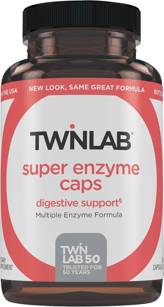 Twinlab Super Enzym Czapki - Zaparcia Suplement z Enzymów Digestive - 50 Kapsułki