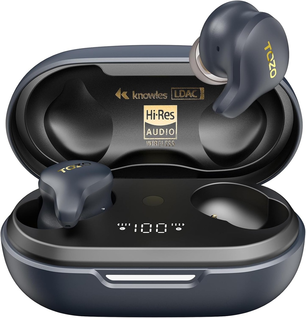 TOZO Golden X1 Wireless Earbuds Balanced Arrage Driver i Hybrydowy Dynamiczny Driver, Bluetooth słuchawki OrigX Pro, LDAC & Hi- Res Audio bezprzewodowy, Noise Cancelation Headset Galaxy Blue / Black