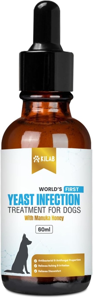 Kilab Natural Yeast Infection Treatment for Dogs. Wspiera zdrowe Itch Relief, Zapalenie Relief, Ulga alergiczna i więcej. Pies Yeast Infection Treatment. (60 ML)