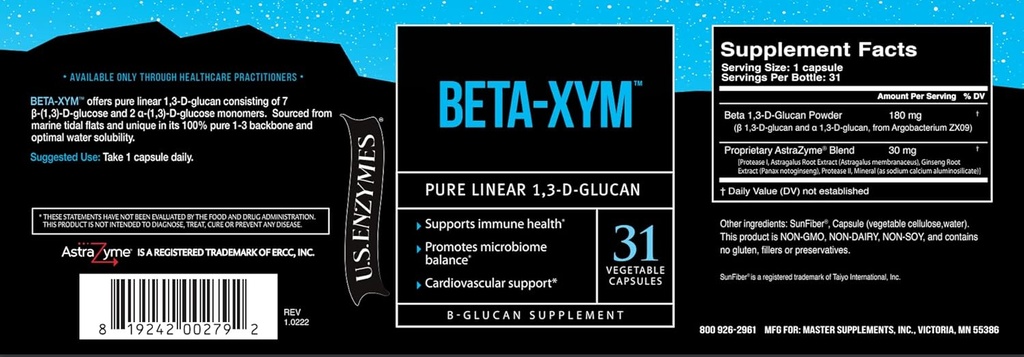 USAEnzymes U.S. Enzymy BETA- XYM 31 Kapsułki roślinne. Pomaga Heart Health, Colon Health and Bowel Regularność jak również 31 Count (Pack of 1)