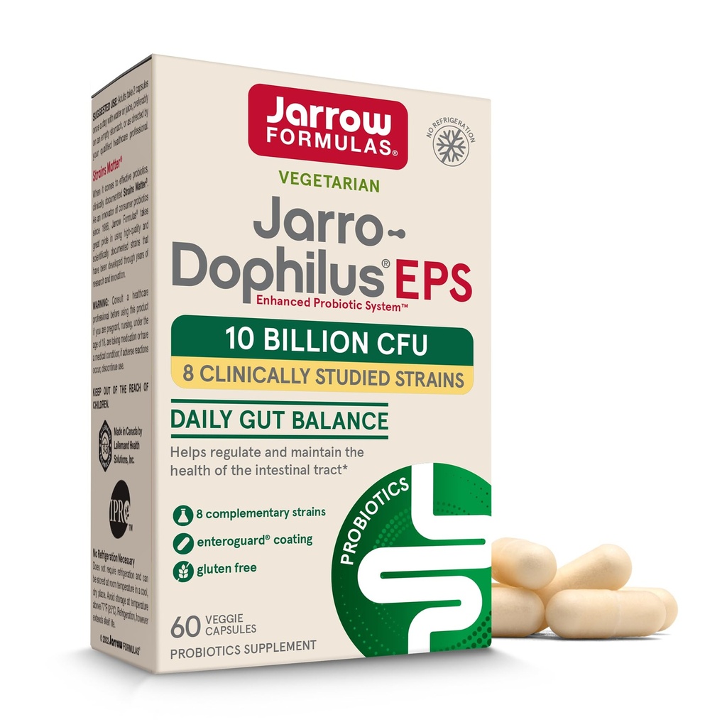 Jarrow Phillips Jarro Dophilus Probiotics 10 Milion CFU - Suplement Probiotyczny Kapsułki dla Zdrowia i Gut dla Kobiet i Mężczyzn, 60 Kapsułek Veggie, Do 30 Dni, Półka Stabilna