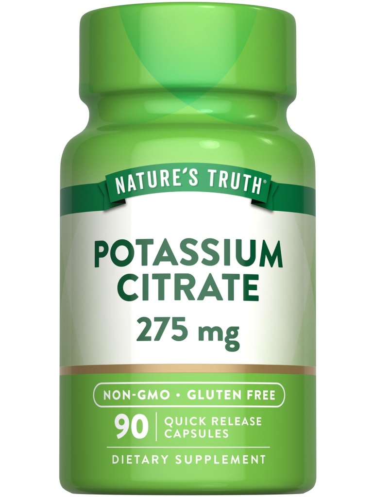 Nature 's Truth Potasu Citrate Supplement Agregat 124; 275mg Agregat 124; 90 Kapsułki Agregat 124; Non- GMO & Gluten Free