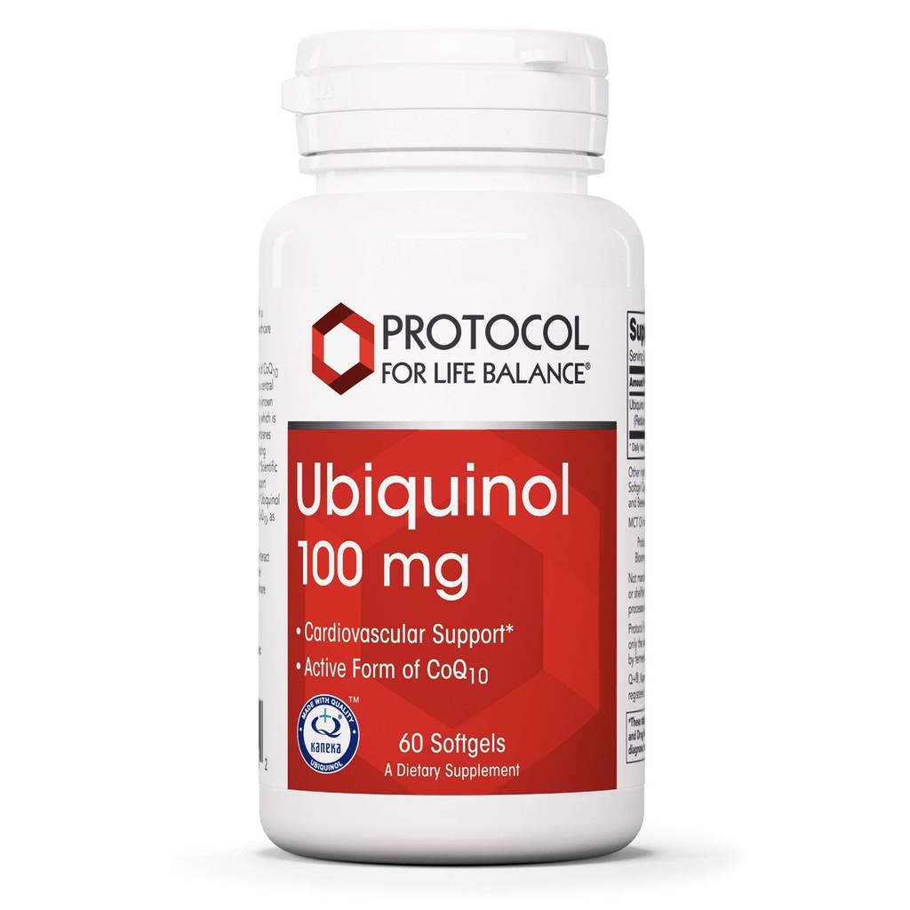 Protokół dla równowagi życia - Ubichinol 100 mg - Wsparcie sercowo-naczyniowe z aktywną formą CoQ10, Wsparcie produkcji energii, Heart Health, Aktywność przeciwutleniająca - 60 Softgels