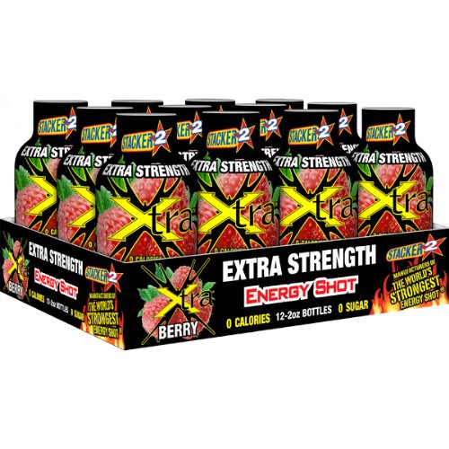 Stacker2 Dodatkowa moc energia strzał Berry Flavor 2oz. 12 Pak