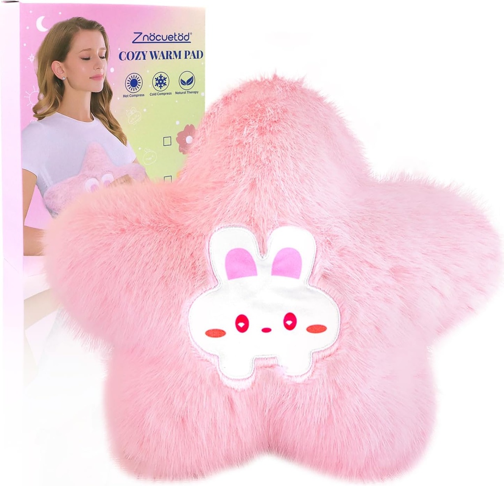 Microwavable Ogrzewanie Pad for Period Cramps Pain Relief- Kuchenka mikrofalowa Ogrzewanie Pad dla kobiet z wilgotnym ciepłem Pack dla łopatki szyi Cute Soft Ciepły kompres Cozy Pad Plush Star Valentines prezenty dla dziewczyn
