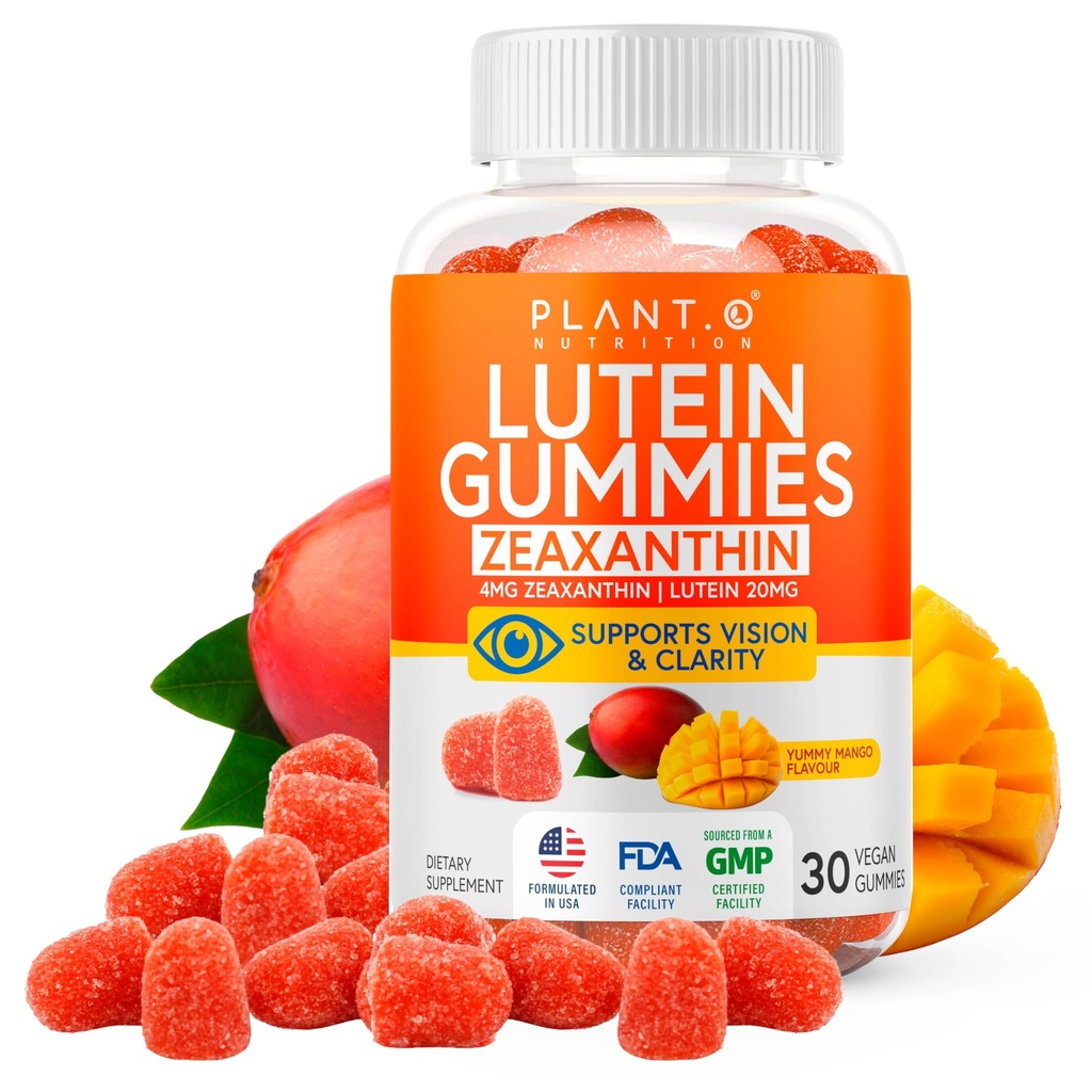 Luteina & Zeaksantyna Gummie - Pyszne Vegan Eye Health Vitamins Klinicznie badane 20mg Luteina i Zeaksantyna dla Vision Clarity Suchy Eye Relief i Blue Light Support
