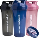 Smartshake Glossy 3- Pack Lite Protein Shaker Butelka 800 ml Xi124; 27 oz - Leakproof Screw- on Lid - BPA Free - Unisex - (Czarny, Głęboka Róża, Navy Blue)
