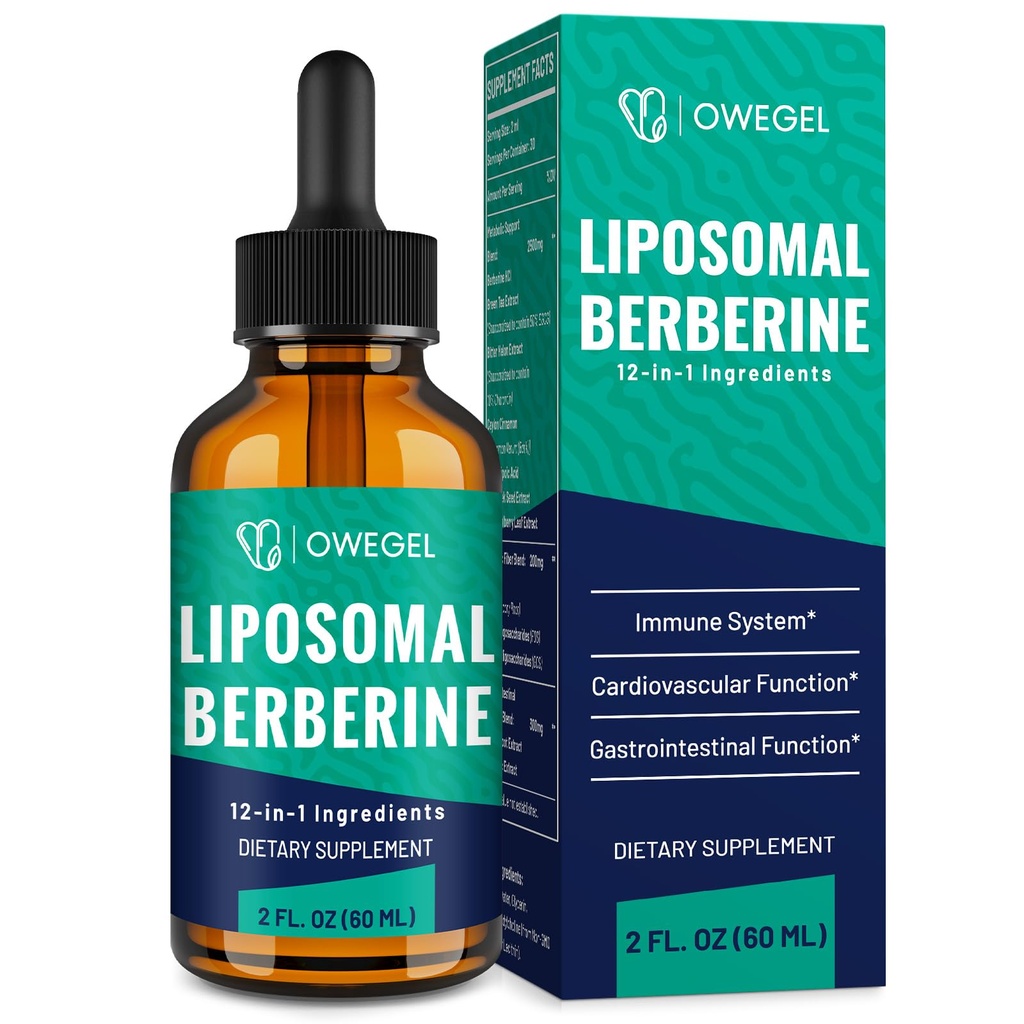 Berberine HCL Suplement z Ceylon Cynamon - Wysoce absorbowalne liposomalne berberyjskie krople płynne 3000mg- 12 w 1 Naturalne składniki - aktywator AMPK - 2 Fl Oz