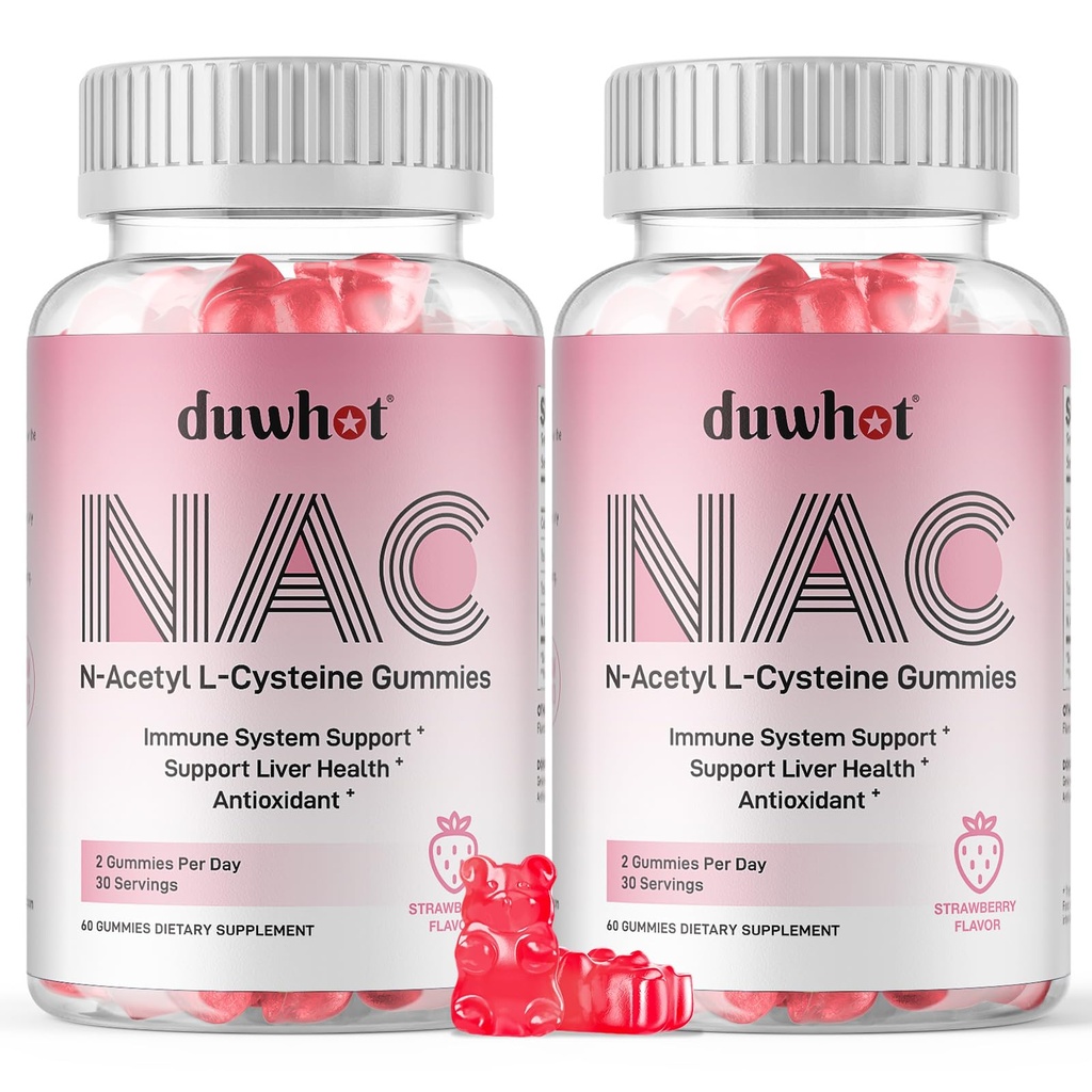 NAC Gummies 600mg, N Acetylo Cysteina Suplement NAC Chewable for Antioksydants & Immunous Support, Lung & Liver Health, Natural Strawberry Flavor, 120ct