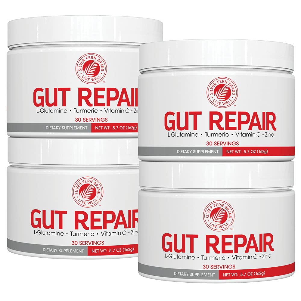 Silver Fern Gut Naprawa - Digestive Health Supplement Powder L- Glutamina, Kurkumina, Cynk, Mieszanka kwasu askorbinowego