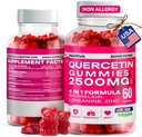 Quercetin Gummies - 2500MG Quercetin z Bromelain L- theanine & Cynk - Czysty suplement do systemu immunologicznego Lung i wsparcia alergii - Immunitet Booster Vegan Suplementy dla dzieci i dorosłych - Made in USA