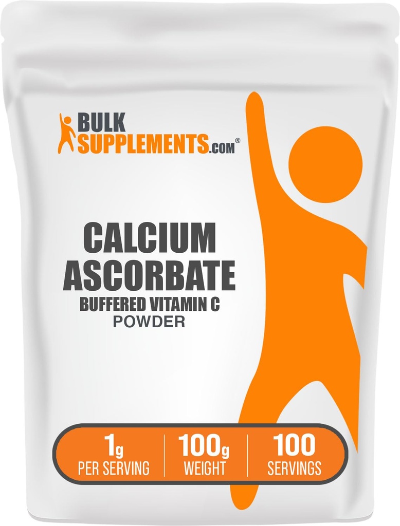 BulkSupplements.com Calcium Ascorbate Powder - Buffered Vitamin C Supplement, Calcium Powder - Vegan & Gluten Free, 1g per Serving, 100g (3.5 oz) (Pack of 1)