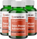 Nieskończony wiek 3 Pack of 1250mg Sea Moss Advanced Superfood Kapsułki, 180 Count - Wysokiej mocy, Wegan, Made in USA - Irlandzki Seamoss, Bladderwrack, Burdock Root - Ogólne zdrowie, Wsparcie odporności
