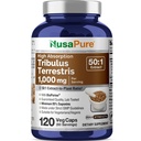 NusaPure Tribulus Terrestris 50: 1 Extract, 1000 mg Equivalent to 50,000mg Signature 124; 120 Veggie Caps Signature 124; 95% Sterydów Saponiny 124; Non-GMO, Bioperine