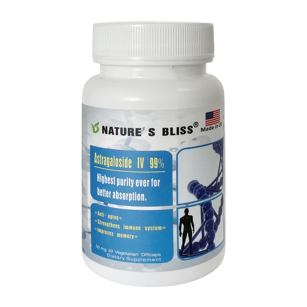 Rozkosz natury Kwas żołądkowy Chroniony i Super- Wchłanianie Astragalus Root Extract Astragalozyd IV 99%, Made in USA, 50mg, 30caps (50mg x 30caps)