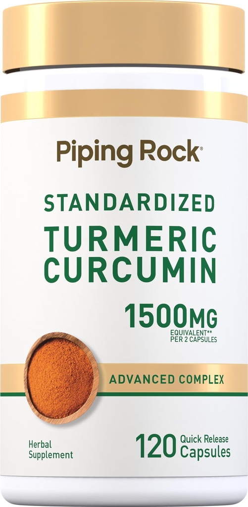 Piping Rock Kurkumina Kurkumina kompleks 1500mg 124; 120 Kapsułki 124; z ekstraktem Black Pepper i Tart Cherry 124; Zaawansowany suplement formuły 124; Non-GMO, Gluten Free