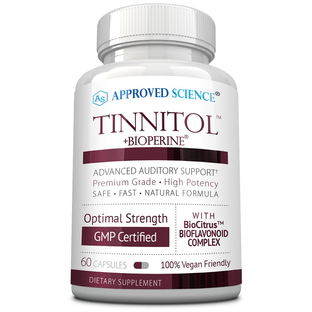 Zatwierdzone Science Tinnitol - szum uszny Suplement Wsparcia - Ease Ringing in The Ears - Boost Inner Ear Health - 60 Kapsułki - Made in The USA