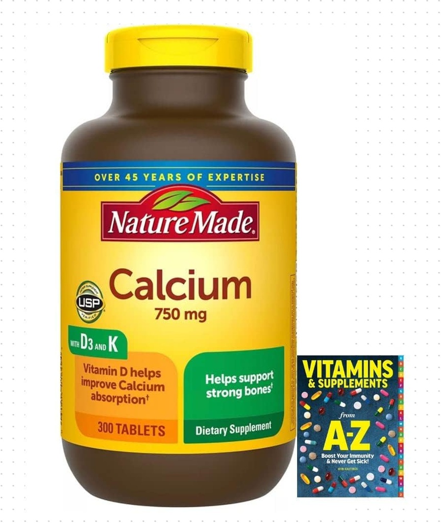 Przygoda Strona główna Wapń 750 mg z witaminą D3 i K, Suplement diety dla wsparcia kości, 300 tabletek + Better Guide Vitamin Suplementy Rezerwuj bezpłatnie