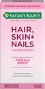Nature 's Bounty Optimal Solutions Włosy, Skóra i paznokcie Formuła, z 3000 µg Biotin, 60 Caplets powleczone, 20 Wszystkich Sług
