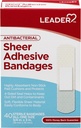Sterylne bandaże kleju LEADER Sheer, Latex Free, Miesza się ze skórą, Pomaga zapobiegać infekcji, Komfortowa ochrona pierwszej pomocy i opieki nad ranami (3 / 4 "x 3", 40 Count)