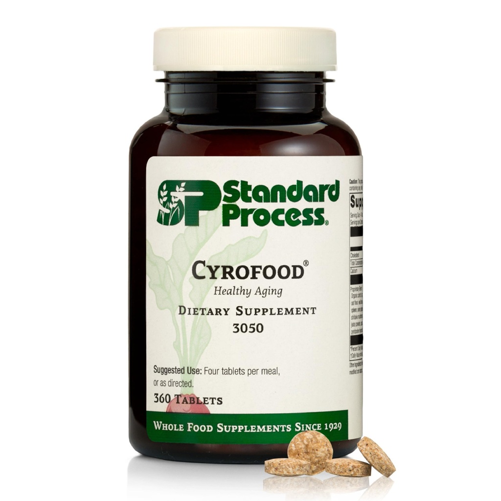 Standard Process Cyrofood - Zdrowy suplement wsparcia starzenia - Suplement odżywczy z nadnerczy bydła, Reishi Mushroom Powder, Organic Carrot & More - Cały suplement żywności - 360 Tabletki