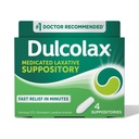 Dulcolax Stymulant Laxative Medicated Supposeries, Przewidywalne i skuteczne Zaparcia Relief, Bisacodyl 10 mg, 4 Liczba