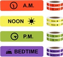 Medicine Stickers Instrukcja medyczna Etykieta stała etykieta papieru AM NOON PM Czas do spania dla Pill Case Planner 0.4 * 1,6 cala (500 na Roll 4 Pack)