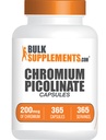 BulkSupplements.com Kapsułki z pikolinatu chromowego - Suplement chromowy, Suplement mineralny - Gluten Free, 1 Kapsułka na serwowanie, 365 Liczba (Opakowanie po 1)