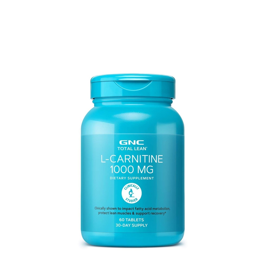 GNC Total Lean L- Carnitine 1000mg, 60 tabletek, wspomaga odzysk i leniwy wzrost mięśni